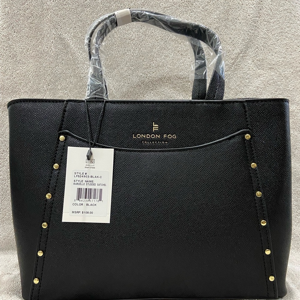 London Fog Marcelle Studded Satchel Black